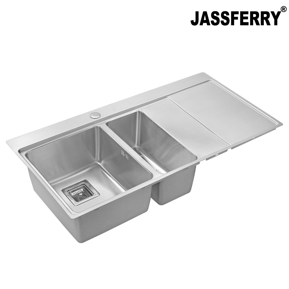 JassferryJASSFERRY Brilliant Stainless Steel Kitchen Sink One&Half Bowl Right hand DrainerKitchen Sinks