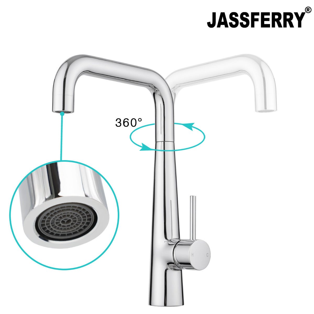 JassferryJASSFERRY Kitchen Sink Mixer Taps Single Handle Swivel Spout Chrome PolishedKitchen taps