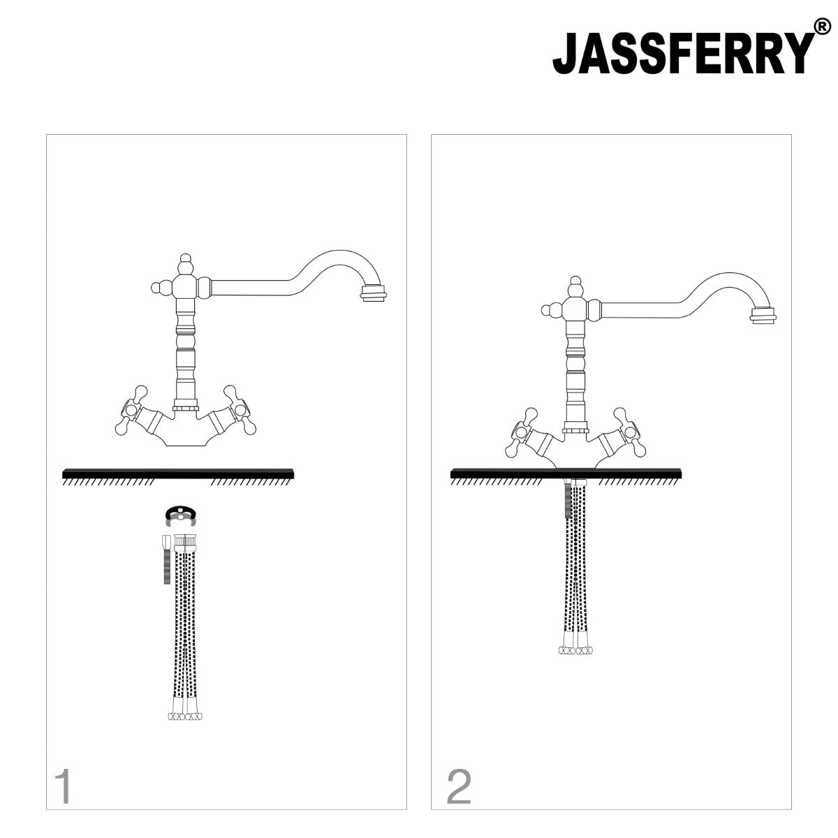 JassferryJASSFERRY New Vintage Monobloc Kitchen Sink Mixer Tap Swivel Spout French CrossKitchen taps